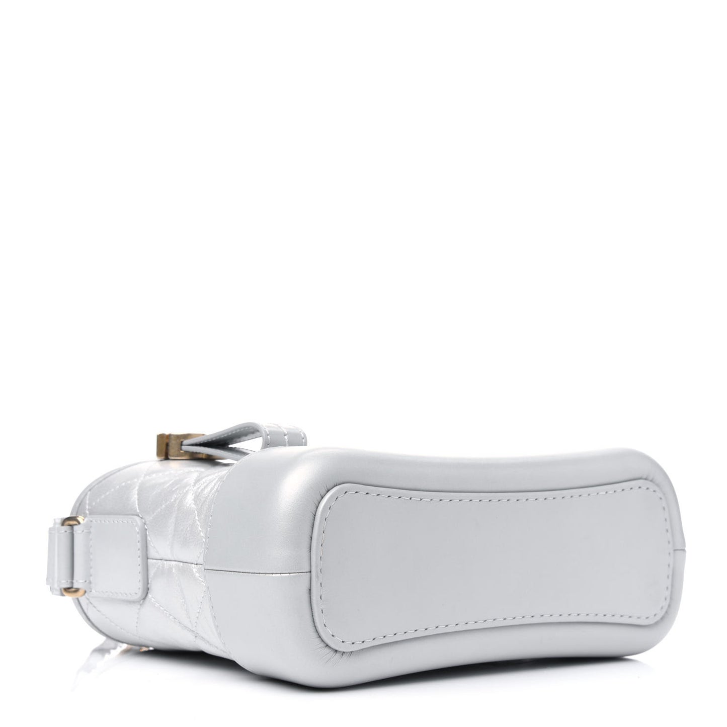 Metallic Aged Calfskin Quilted Small Gabrielle Hobo Light Silver