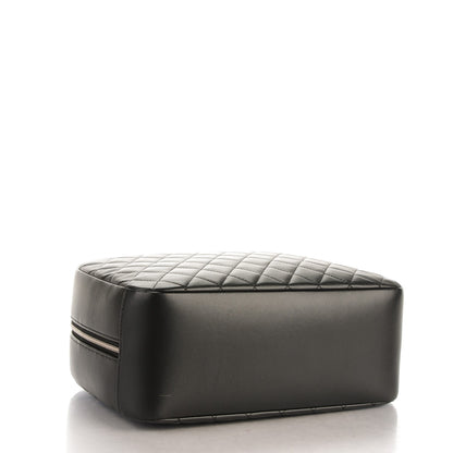 Chanel Lambskin Quilted Large Curvy Pouch Cosmetic Case Black 4 of 7