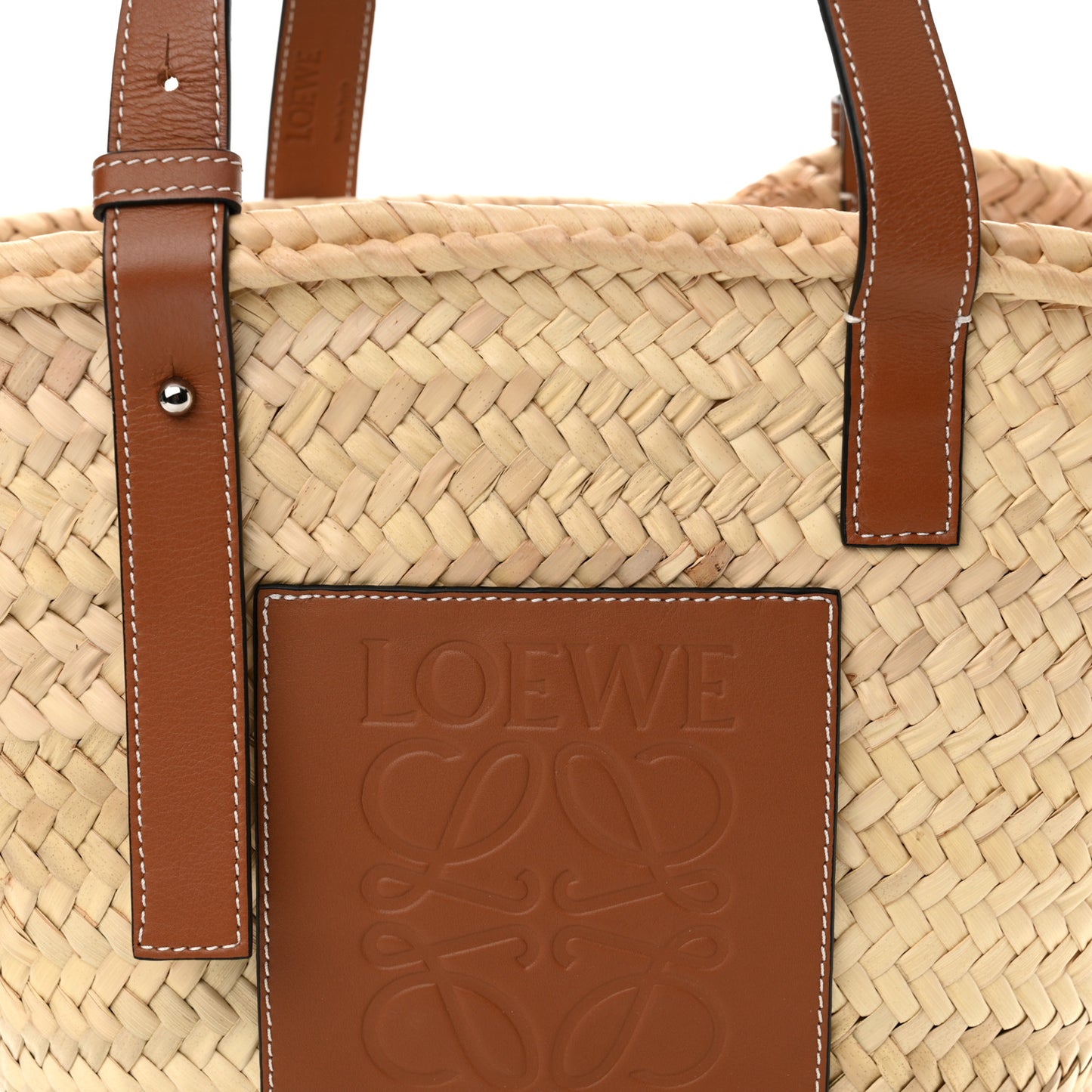 Raffia Medium Basket Tote Bag Natural Tan