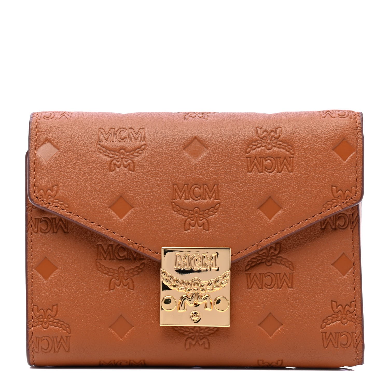 MCM Calfskin Ottomar Small Patricia Tri-Fold Wallet Cognac 1 of 4