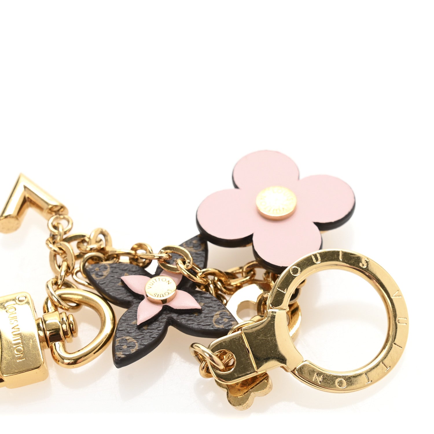 Louis Vuitton Brass Monogram Blooming Flowers Bag Charm Key Holder Rose Ballerine 3 of 4