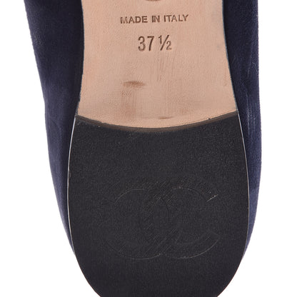 Chanel Kid Suede CC Flats 37.5 Navy 9 of 15