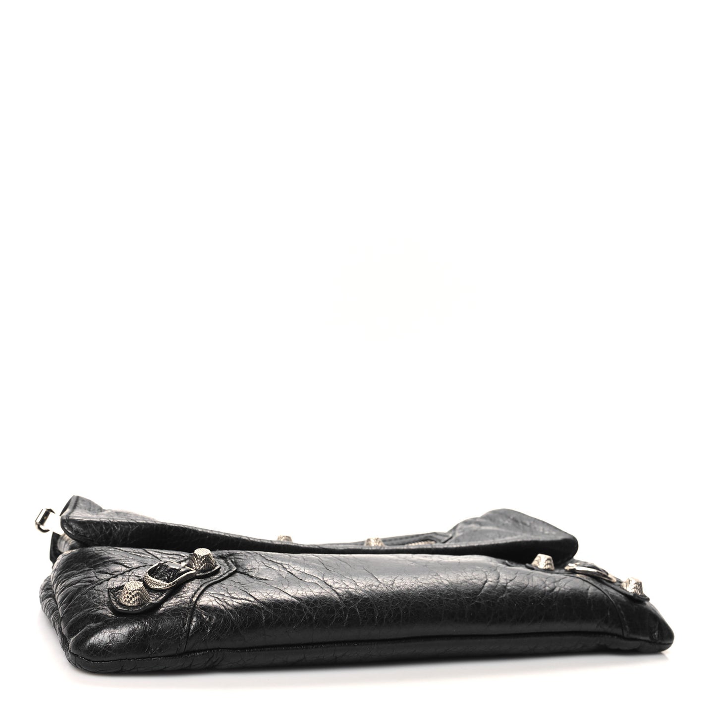 Agneau Giant 12 Silver Hardware Envelope Strap Clutch Black