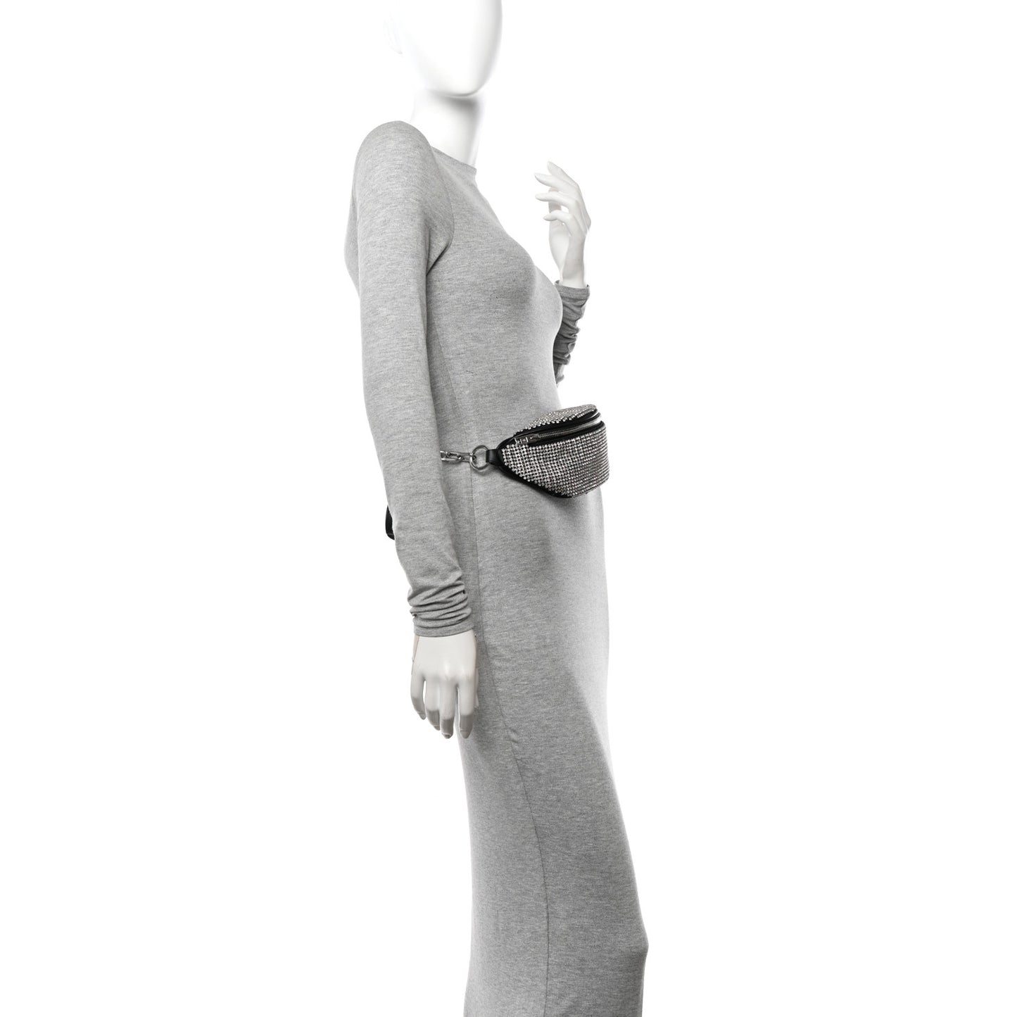 Rhinestone Mesh Mini Attica Belt Bag Black