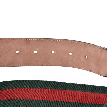 Gucci Nylon Calfskin Double G Web 40mm Belt 90 36 Green Red Cuir 6 of 6