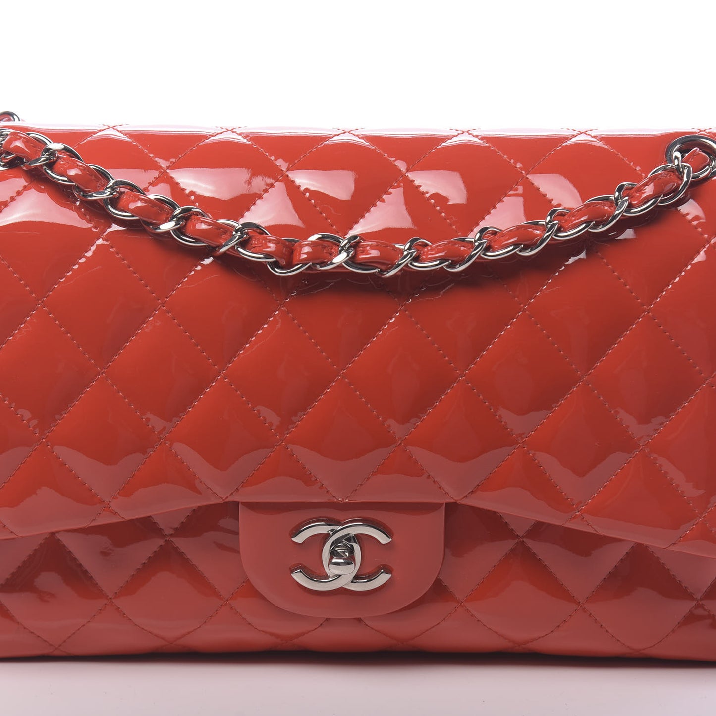 Patent Quilted Jumbo Double Flap Red