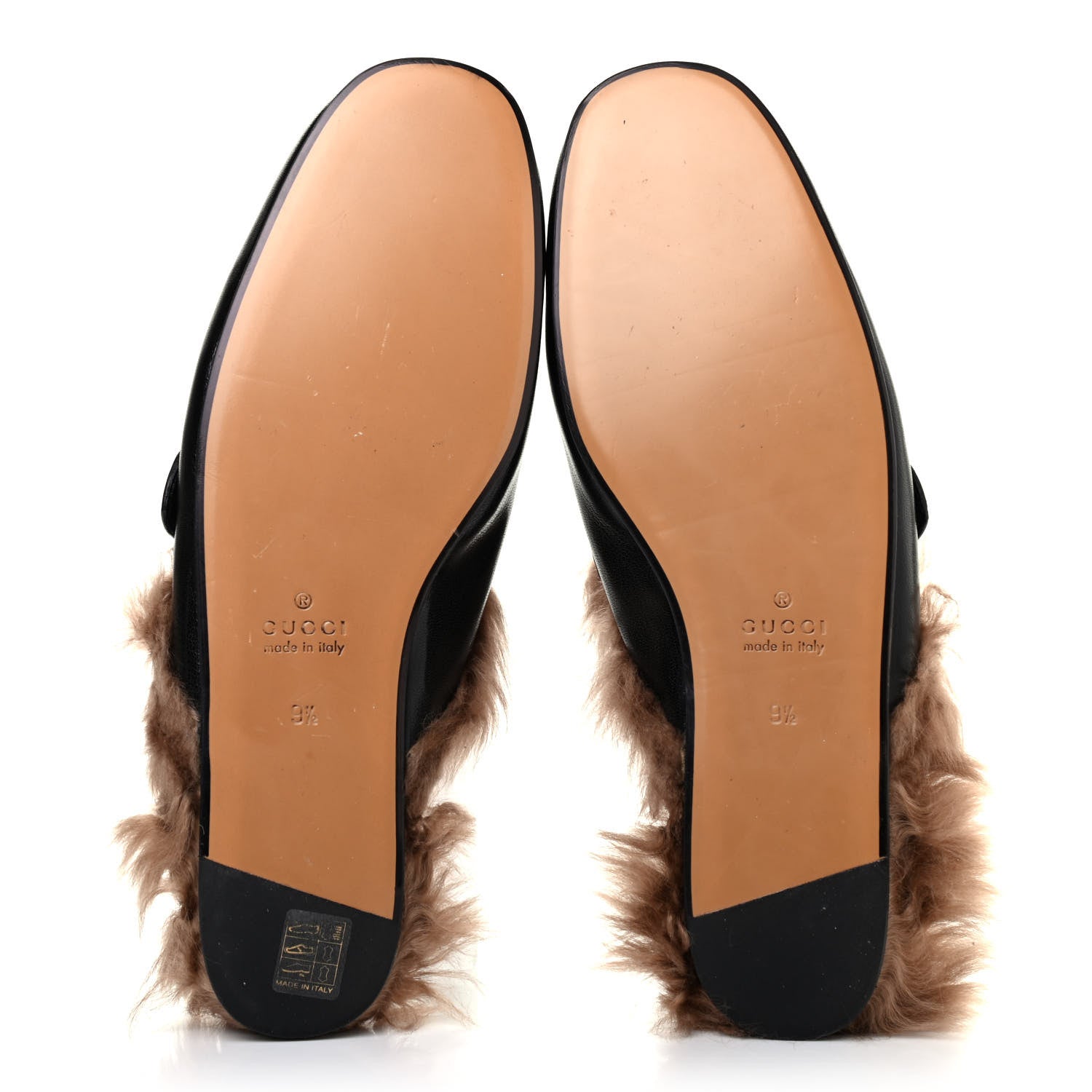 Gucci Goatskin Fur Web GG Tiger Embroidered Mens Princetown Slippers 9.5 Black 7 of 8