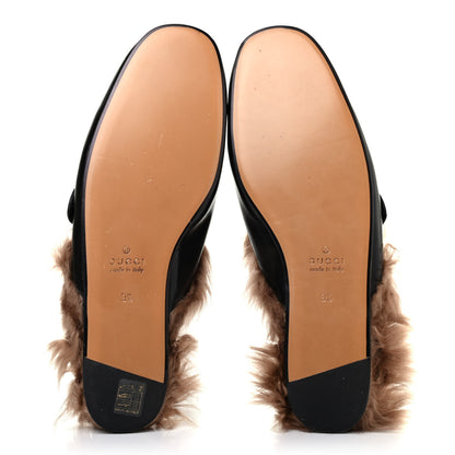 Gucci Goatskin Fur Web GG Tiger Embroidered Mens Princetown Slippers 9.5 Black 7 of 8