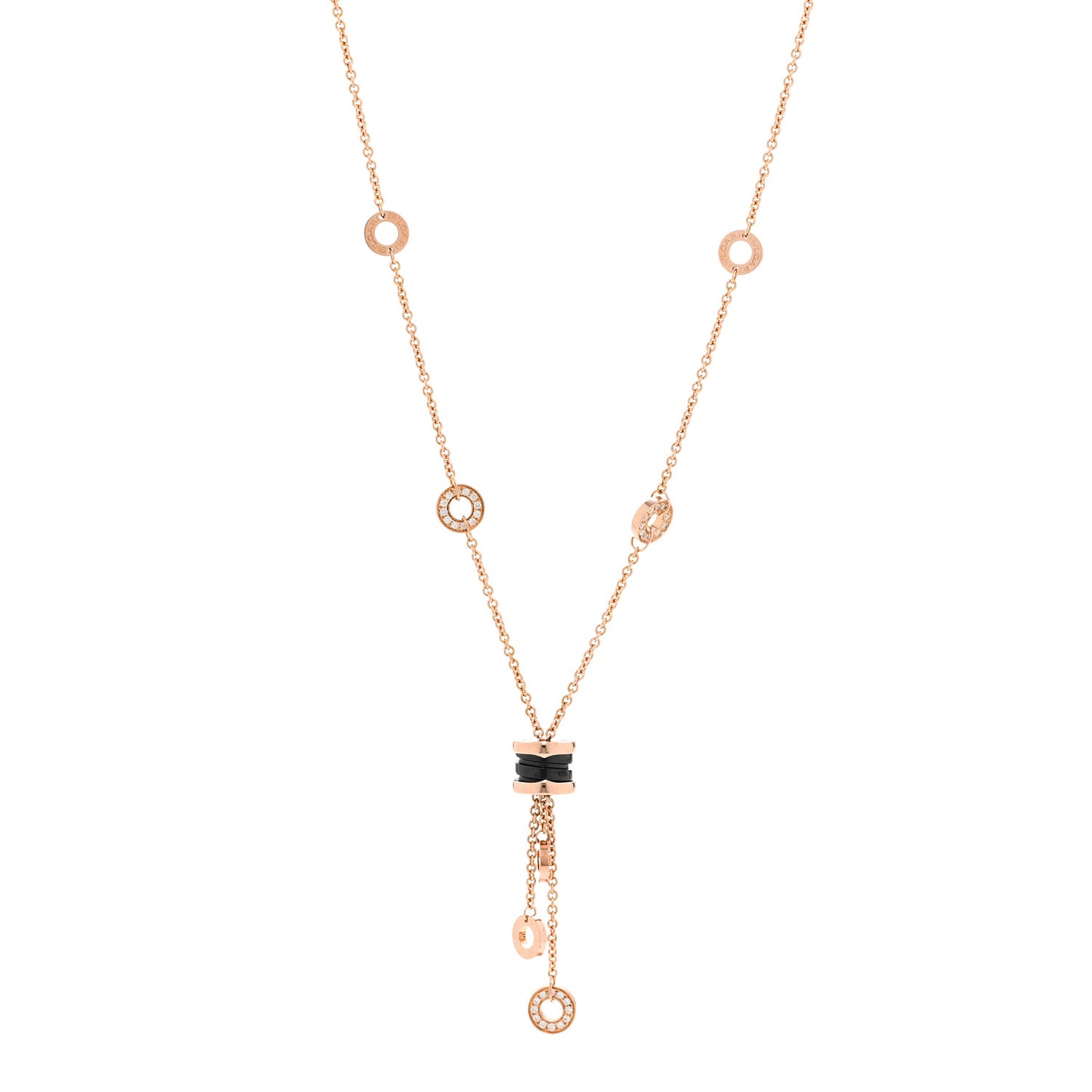 18K Rose Gold Diamond Black Ceramic B.Zero1 Necklace