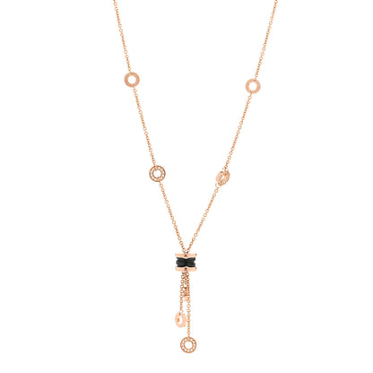 Bulgari 18K Rose Gold Diamond Black Ceramic B.Zero1 Necklace 1 of 4