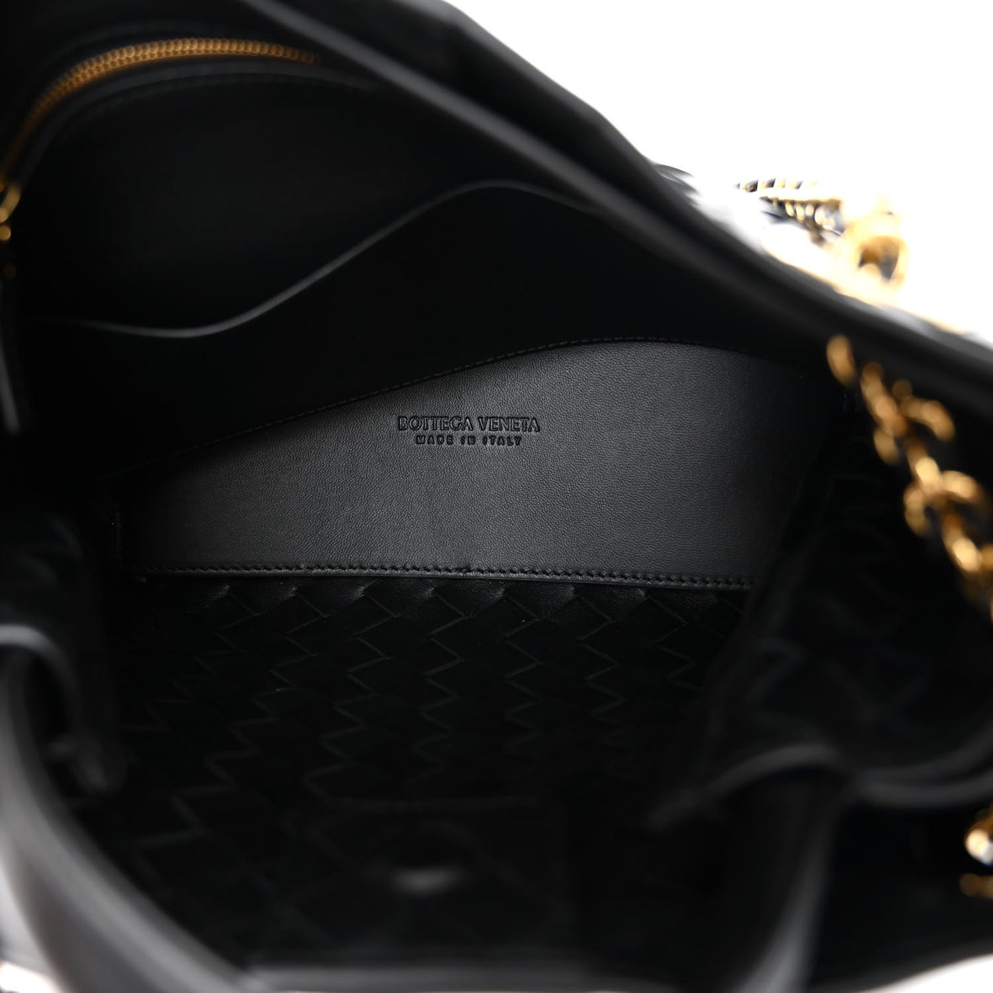 Nappa Intrecciato Small Andiamo With Chain Shoulder Bag Black