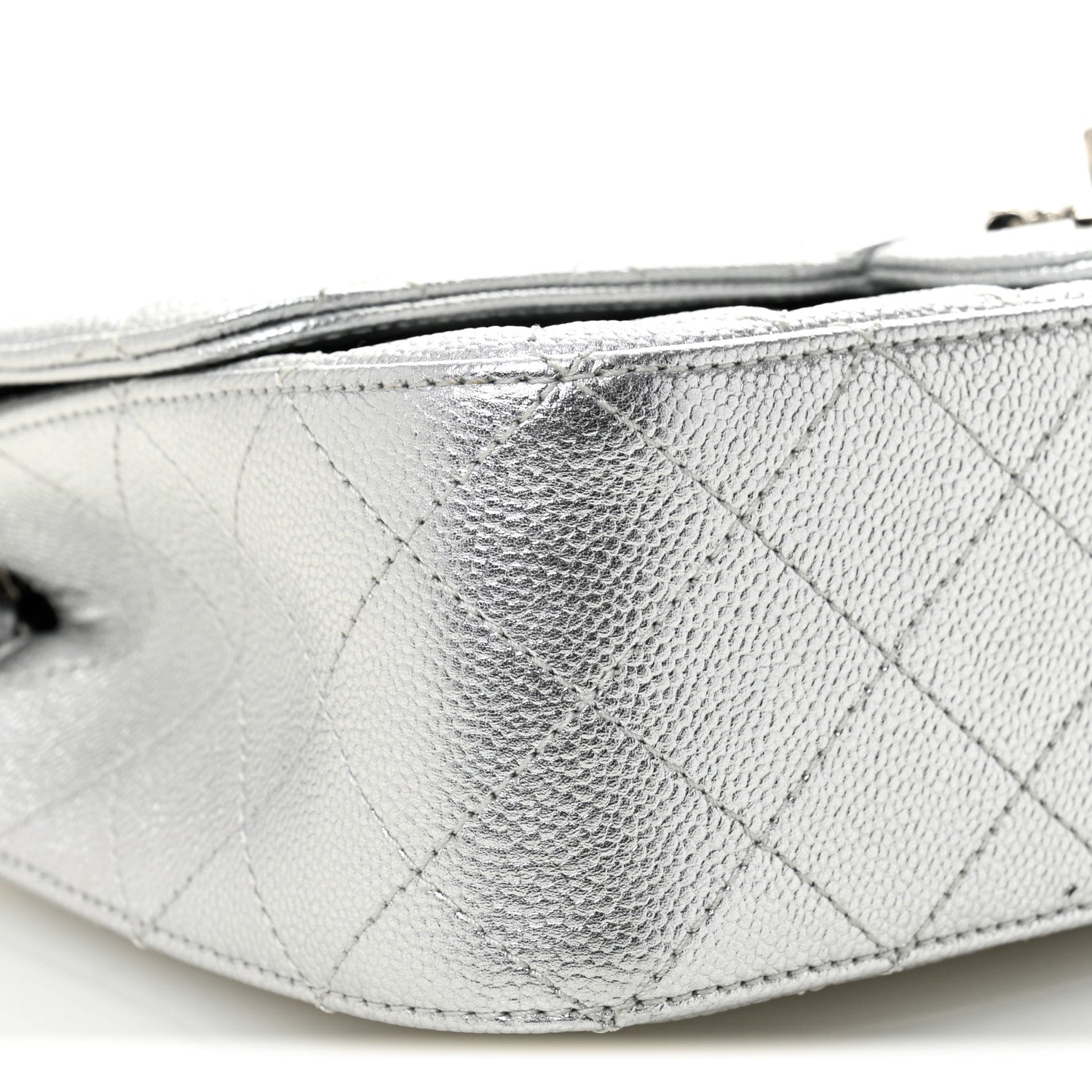Chanel Metallic Caviar Quilted Medium CC Slide Flap Silver Silver 9 of 11