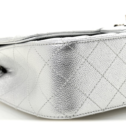 Chanel Metallic Caviar Quilted Medium CC Slide Flap Silver Silver 9 of 11