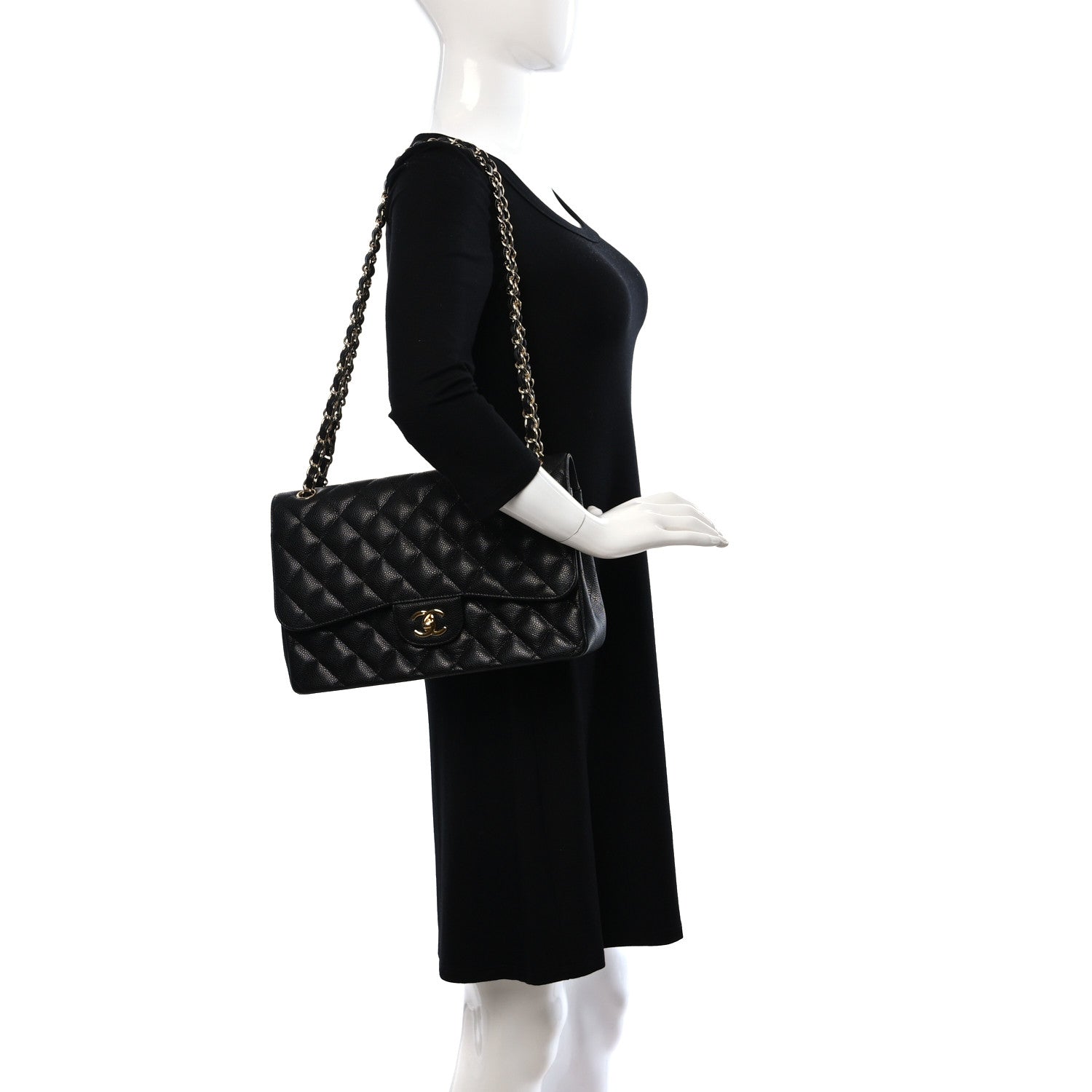 Chanel Caviar Quilted Jumbo Double Flap Black 2 of 9