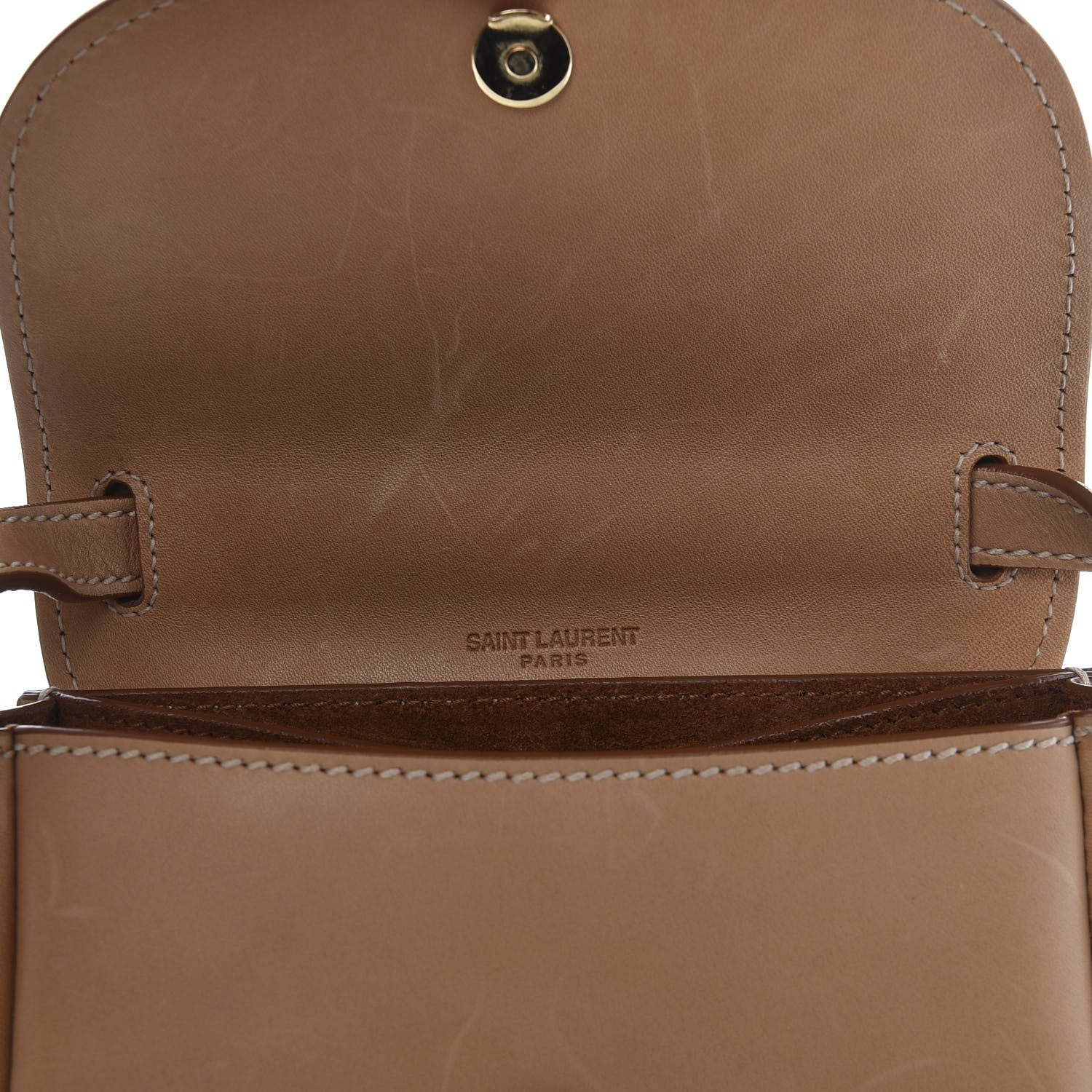 Saint Laurent Smooth Calfskin Mini Classic Monogram Kaia Satchel Tan 12 of 14