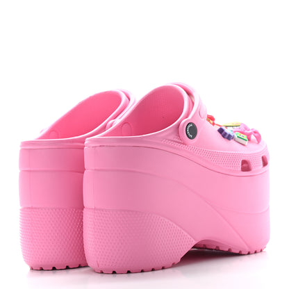 Balenciaga X CROCS Rubber Textured Womens Platform Sandals 37 Rose Bonbon 4 of 7