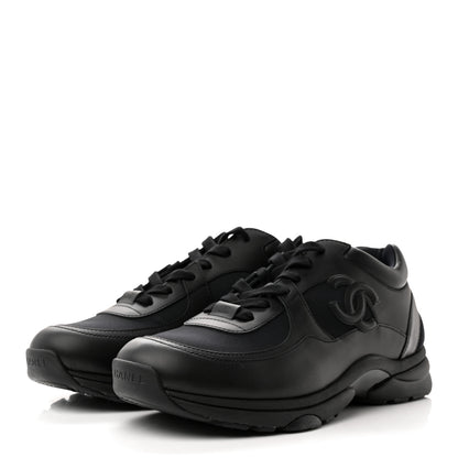 Chanel Fabric Calfskin Suede Mens CC Sneakers 42 Black 3 of 11