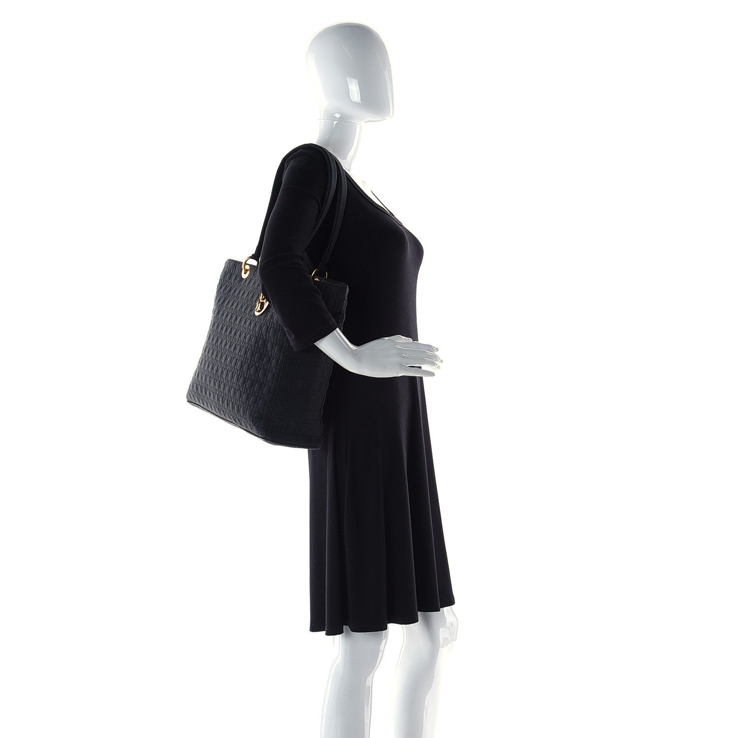 Christian Dior Nylon Cannage Large Lady Dior Tote Black 4 of 11