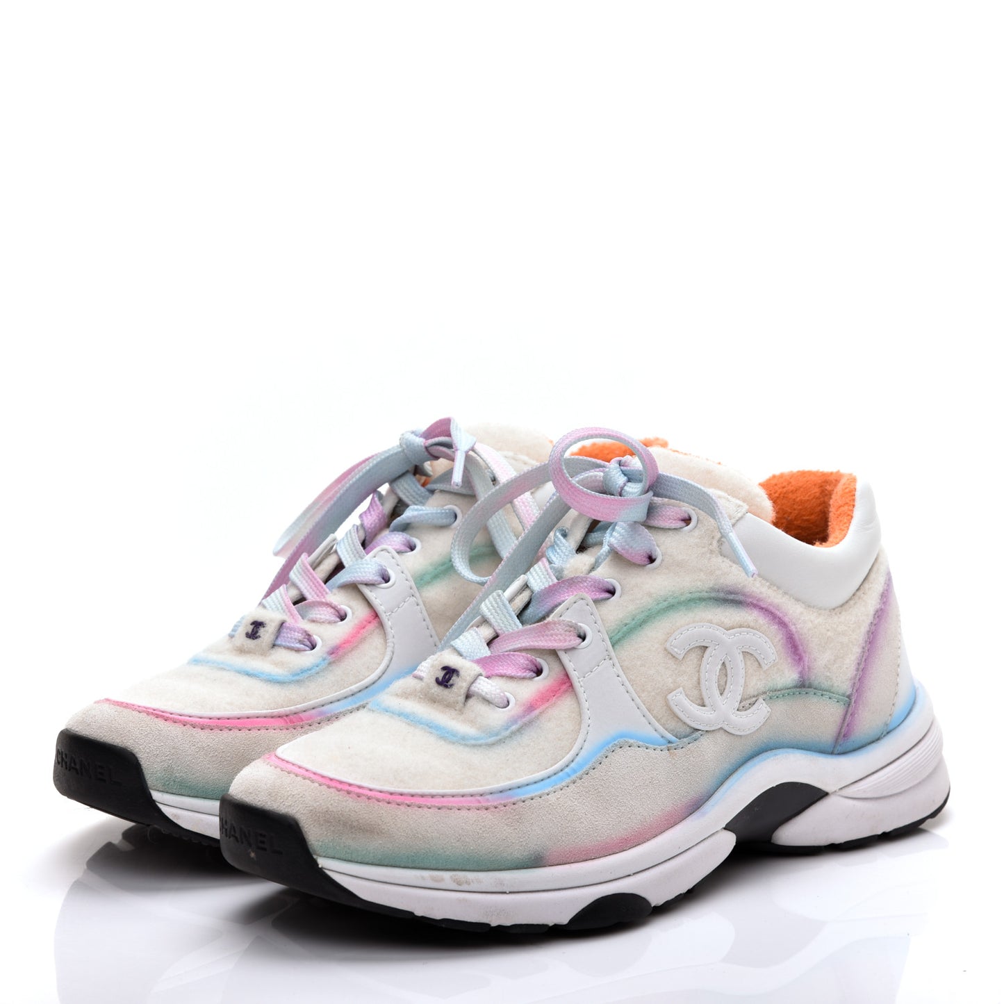 Wool Suede Calfskin CC Sneakers 37 Multicolor