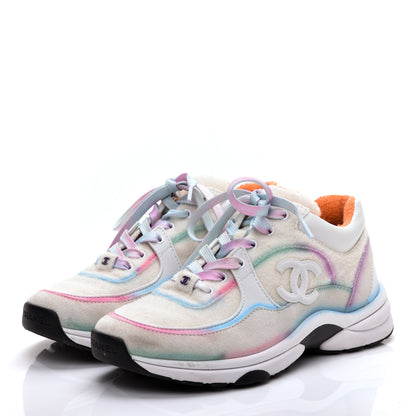 Chanel Wool Suede Calfskin CC Sneakers 37 Multicolor 3 of 9