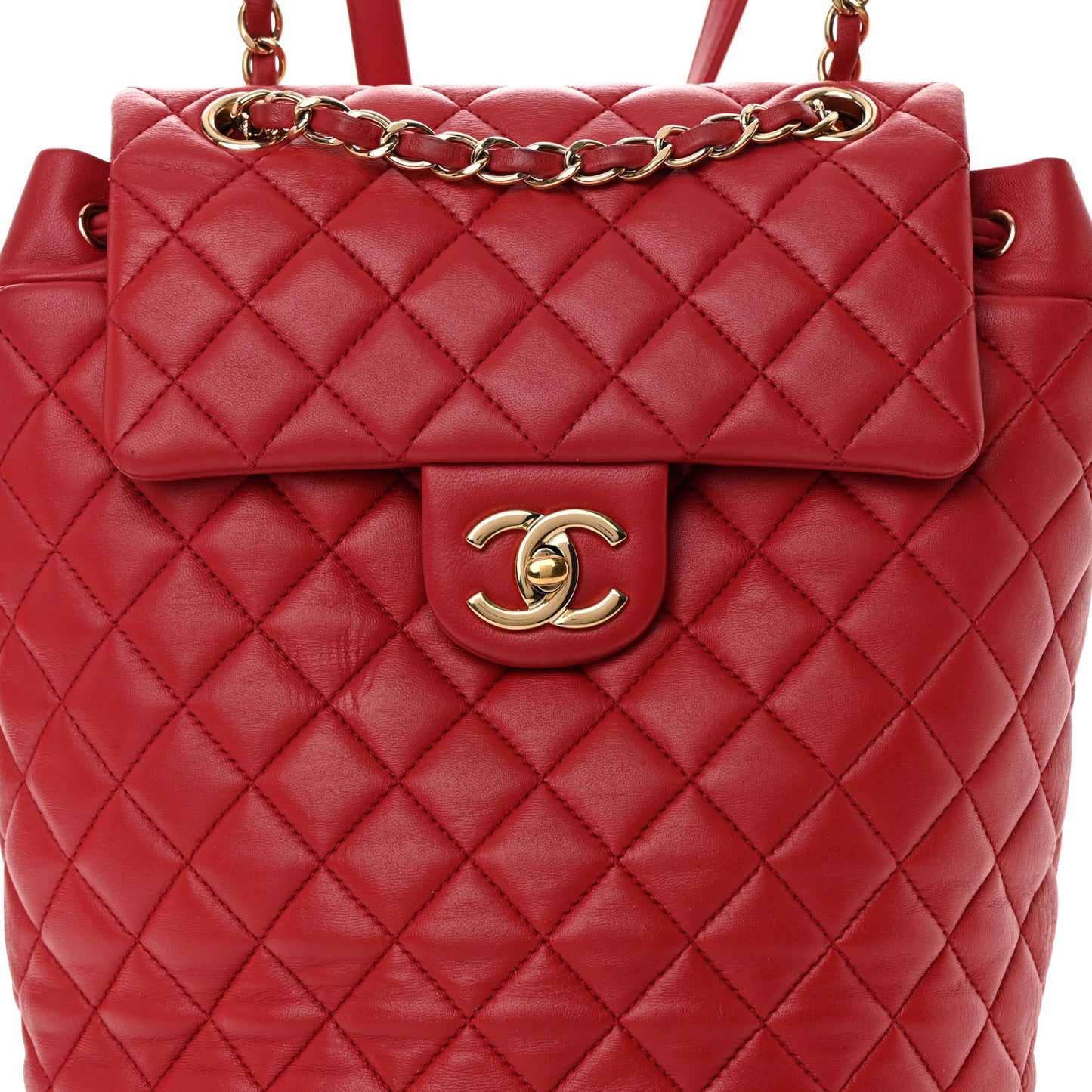 Lambskin Quilted Small Urban Spirit Backpack Red