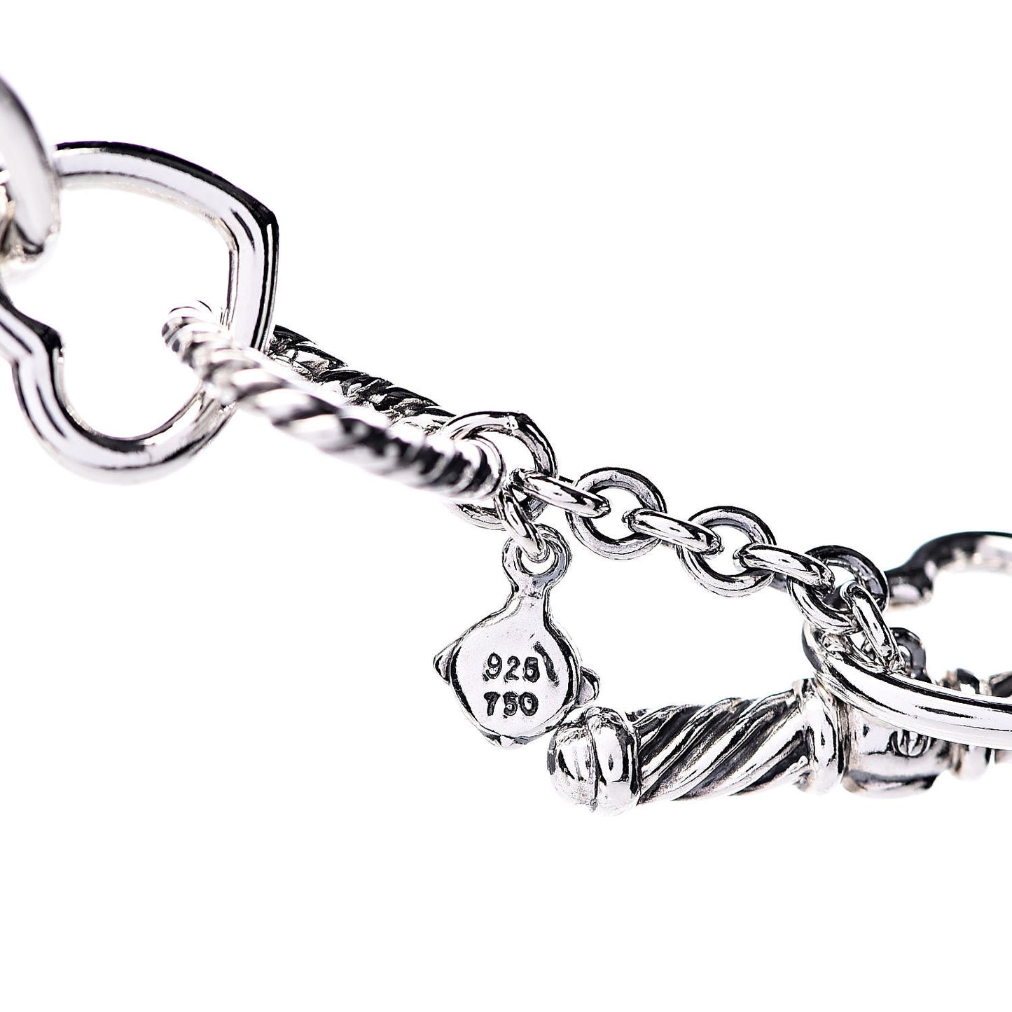 Sterling Silver 18K Yellow Gold Cable Heart Link Necklace