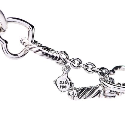 David Yurman Sterling Silver 18K Yellow Gold Cable Heart Link Necklace 6 of 7