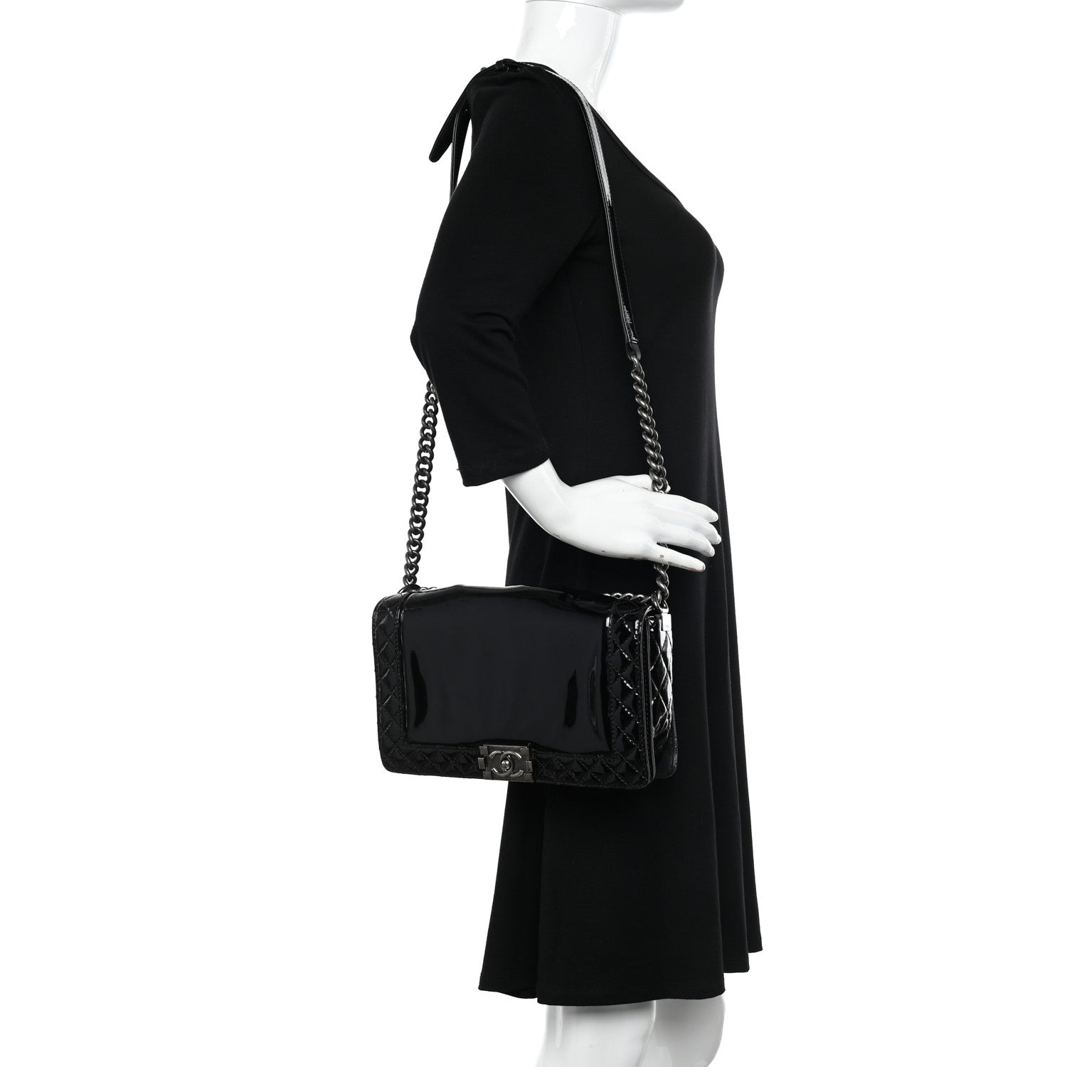 Chanel Patent New Medium Boy Reverso Flap Black 2 of 10