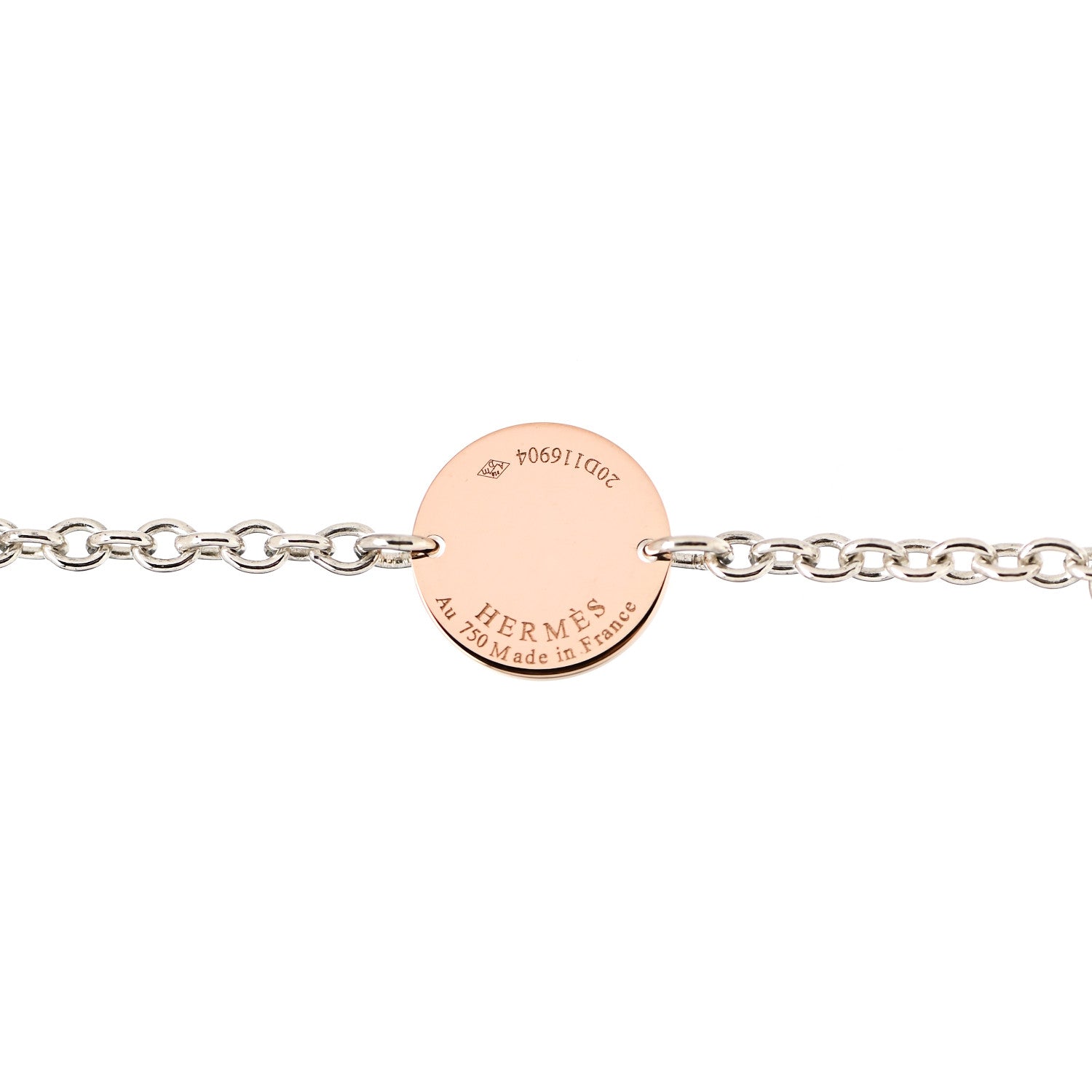 Hermes Sterling Silver 18K Rose Gold Confettis Long Necklace 120 4 of 4
