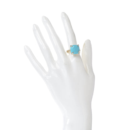 David Yurman 18K Yellow Gold Diamond Turquoise 14mm Chatelaine Ring 54 7 2 of 7