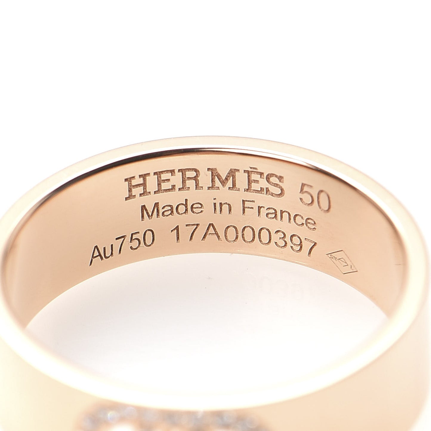 18K Rose Gold Diamond PM H D'Ancre Ring 50 5.25