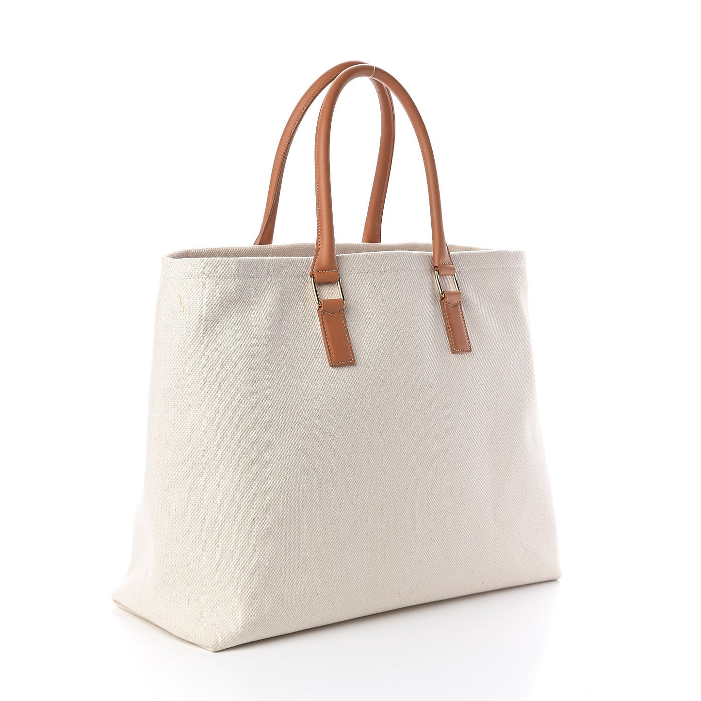 Canvas Calfskin Horizontal Cabas Natural Tan