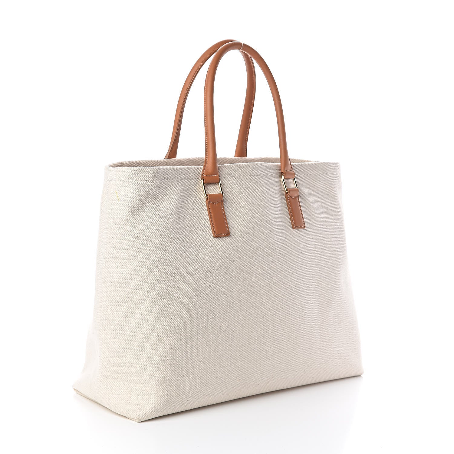 Celine Canvas Calfskin Horizontal Cabas Natural Tan 3 of 9