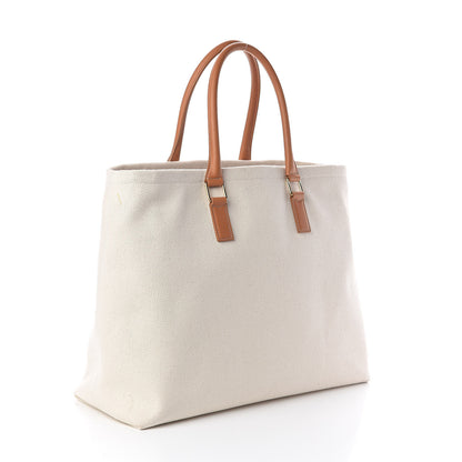 Celine Canvas Calfskin Horizontal Cabas Natural Tan 3 of 9
