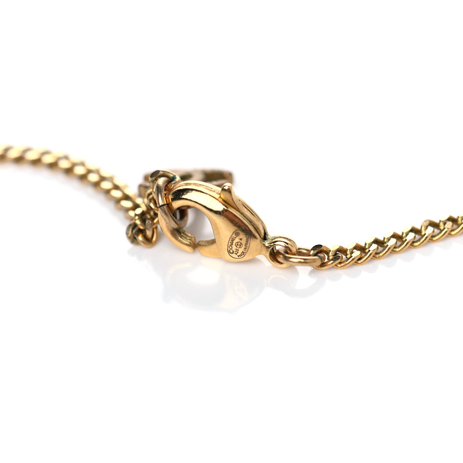 Chanel Crystal CC Pendant Necklace Gold 4 of 4