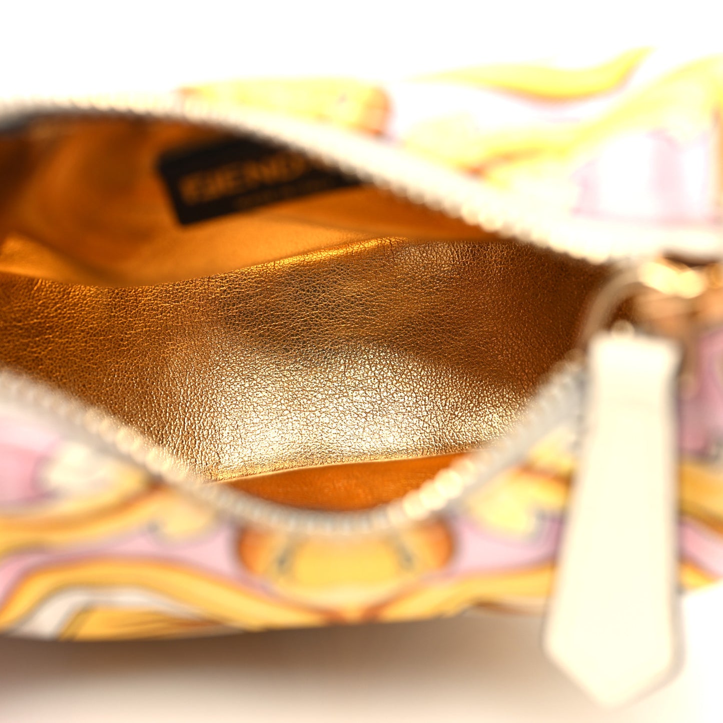 X VERSACE Silk Fendace FF Baroque Nano Fendigraphy Hobo Charm Pink White Gold