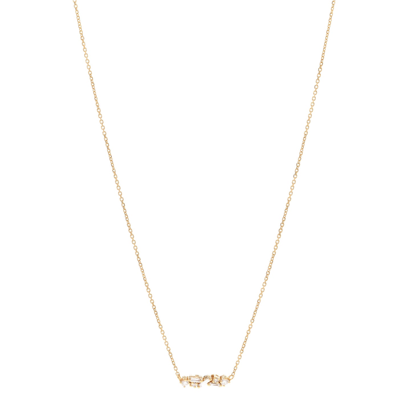 SUZANNE KALAN 18K Yellow Gold Diamond Frenzy Mini Bar Necklace