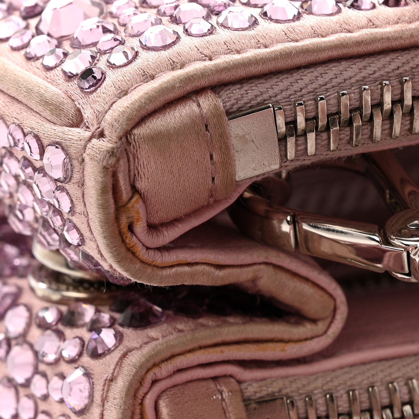 Satin Crystal Mini Galleria Double Zip Tote Alabastro