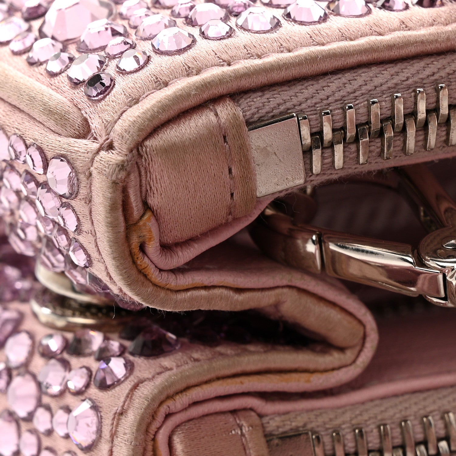 Prada Satin Crystal Mini Galleria Double Zip Tote Alabastro 10 of 10