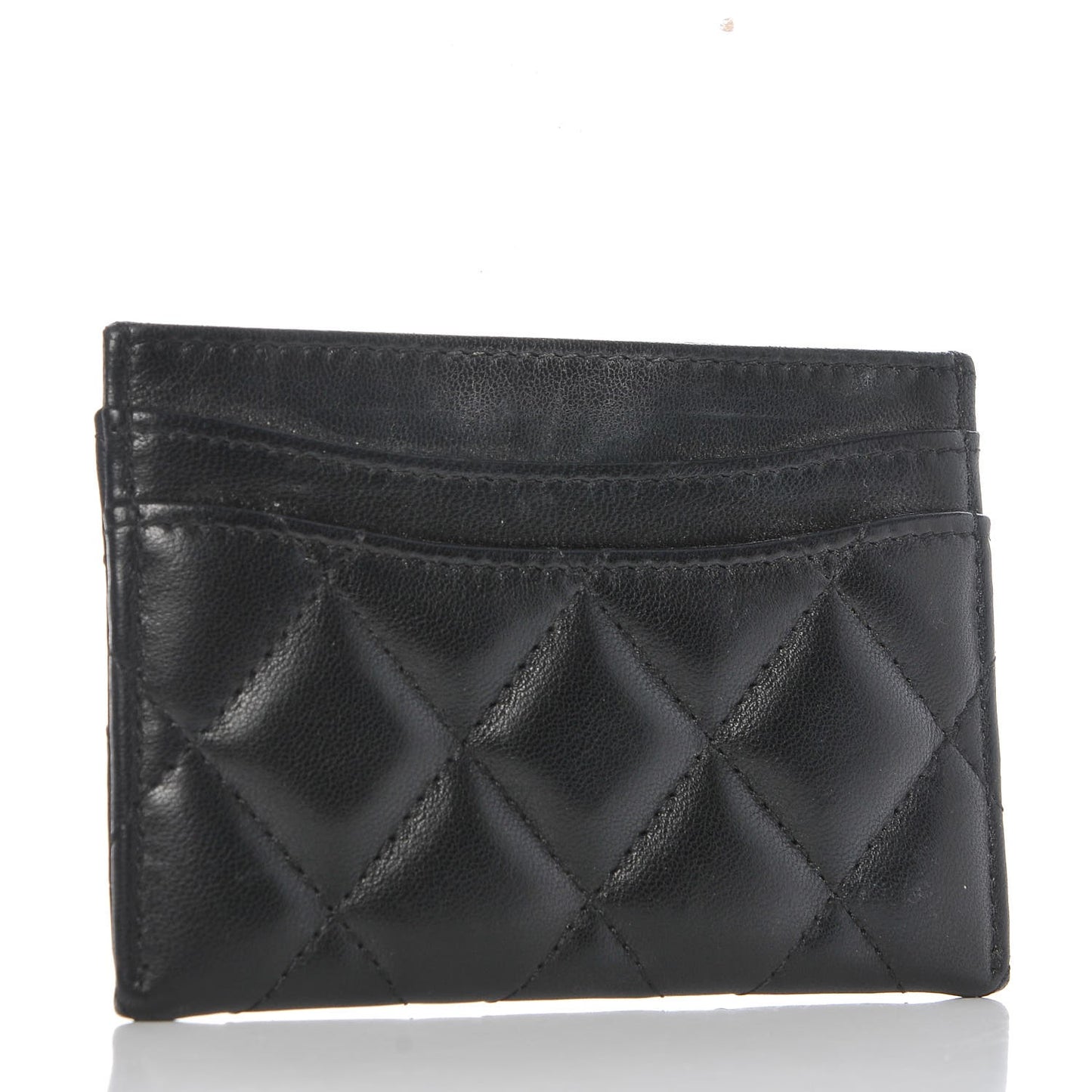 Lambskin Quilted Card Holder Black