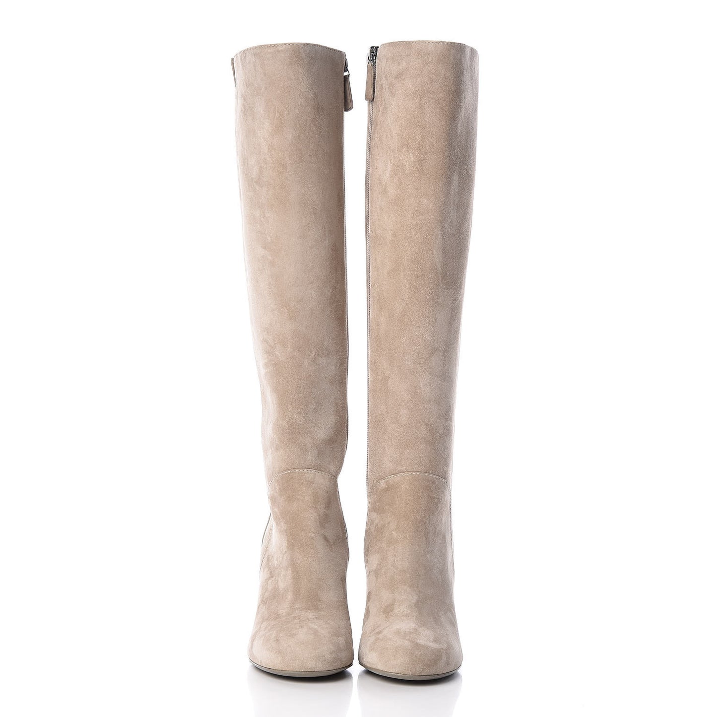 Suede Calfskin High Boots 38 Light Beige