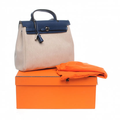 Hermes Toile Herbag PM 30 Navy and Natural 9 of 9