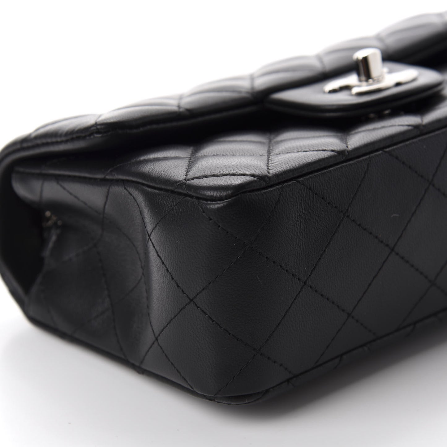 Lambskin Quilted Mini Rectangular Flap Black
