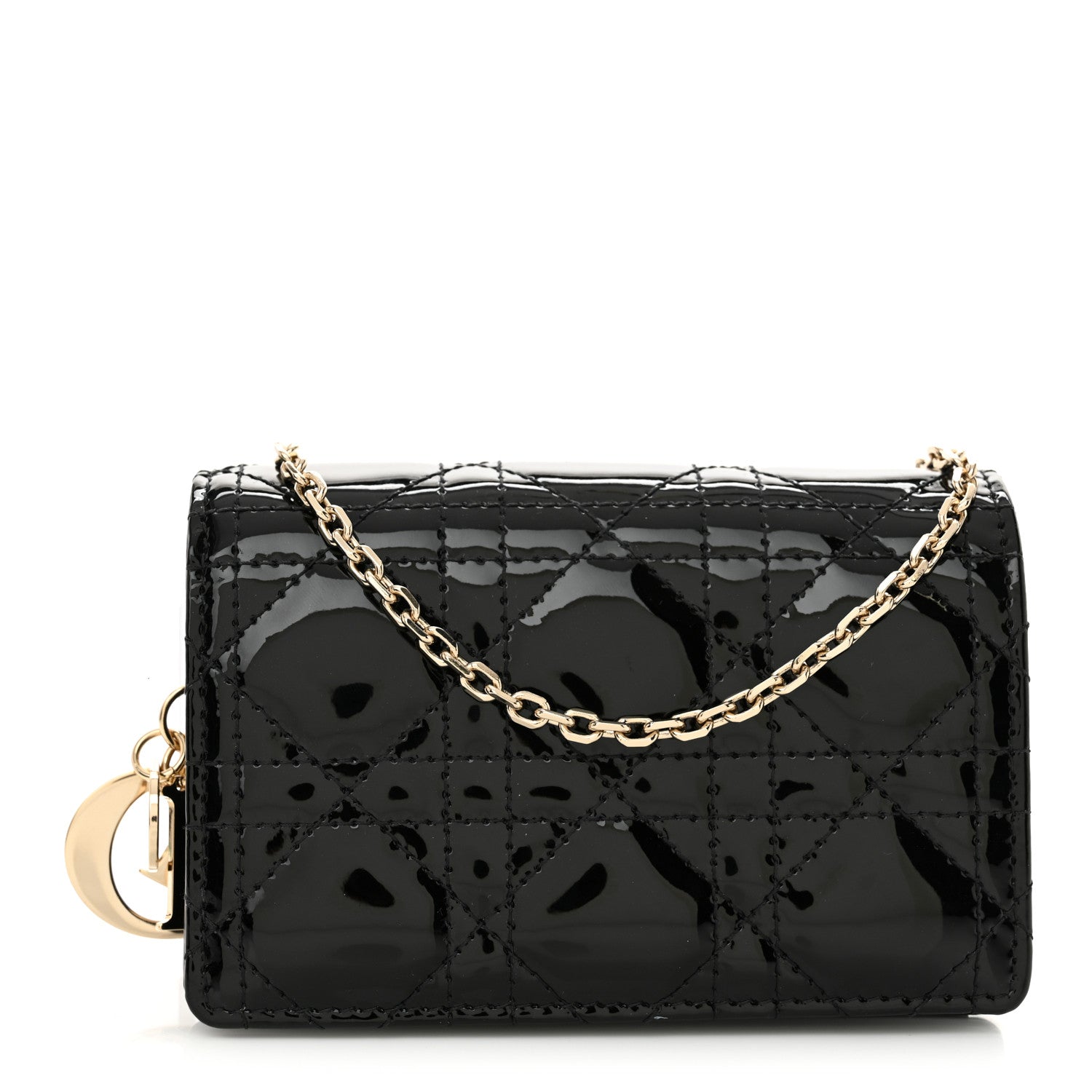 Christian Dior Patent Cannage Mini Pouch on Chain Black 1 of 10