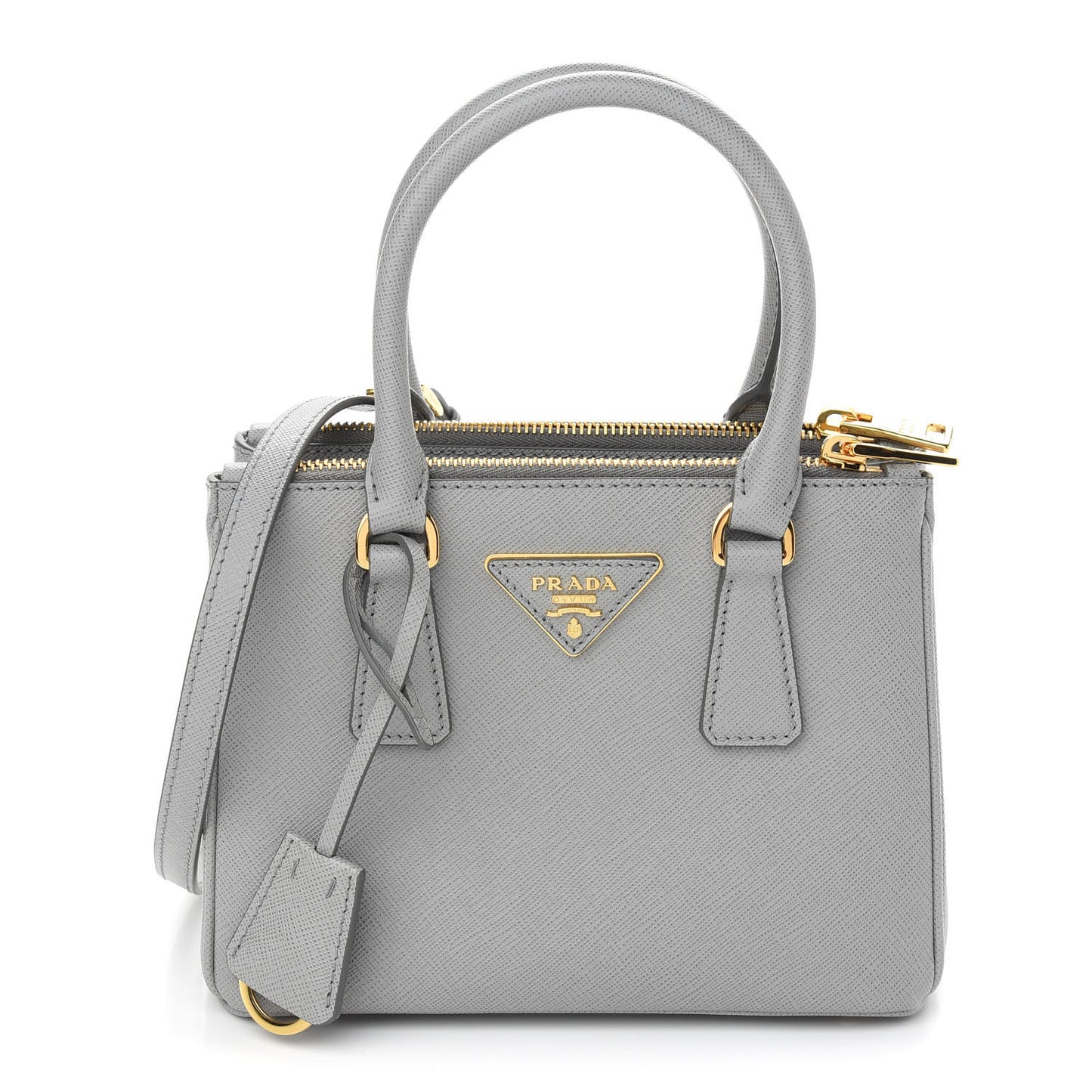 Saffiano Mini Galleria Double Zip Tote Marmo