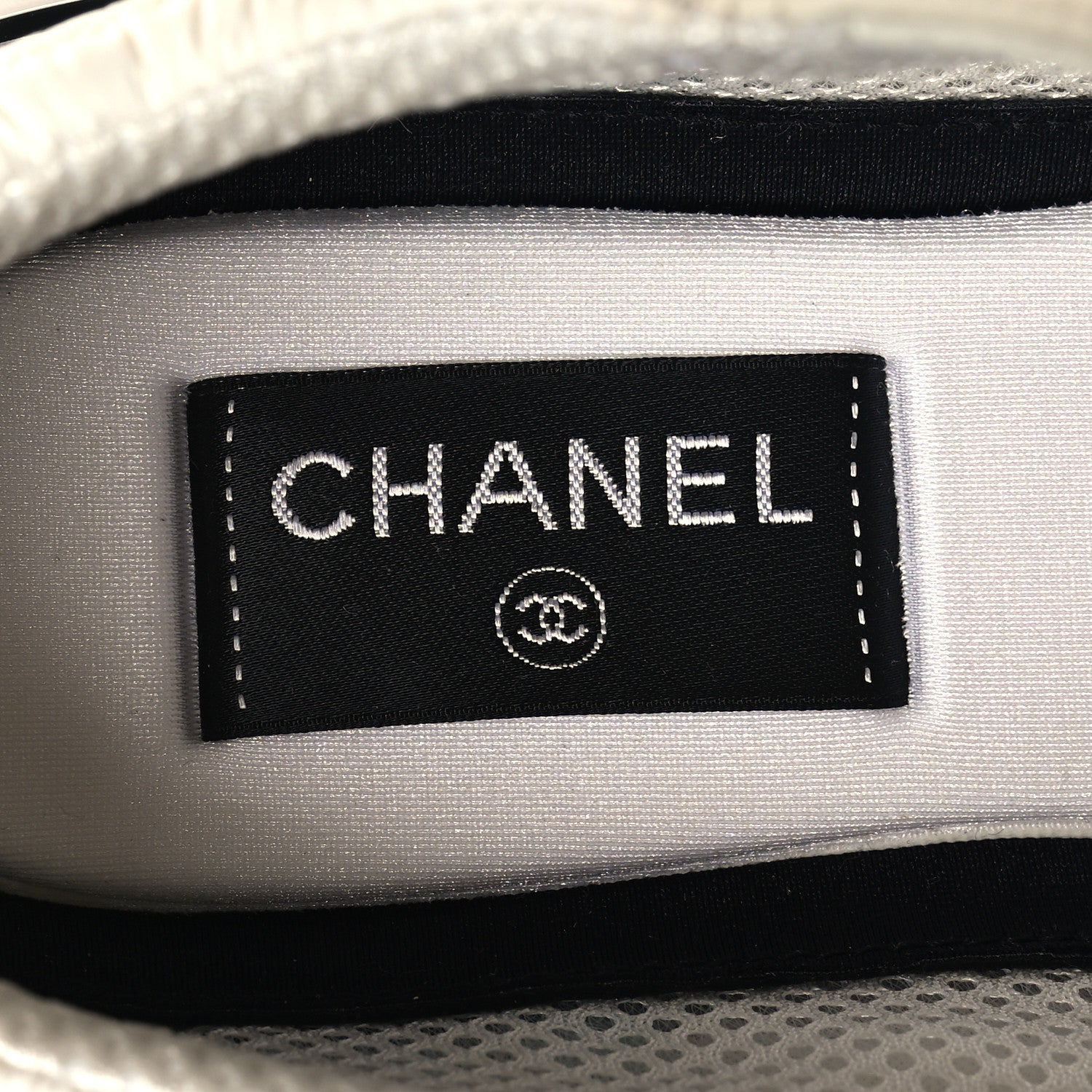 Chanel Calfskin Mesh Lycra Suede Womens Logo Sneakers 40 White 7 of 8