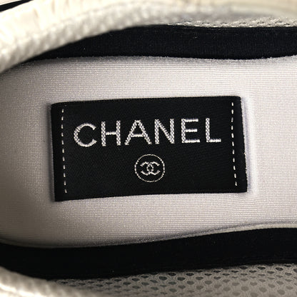 Chanel Calfskin Mesh Lycra Suede Womens Logo Sneakers 40 White 7 of 8