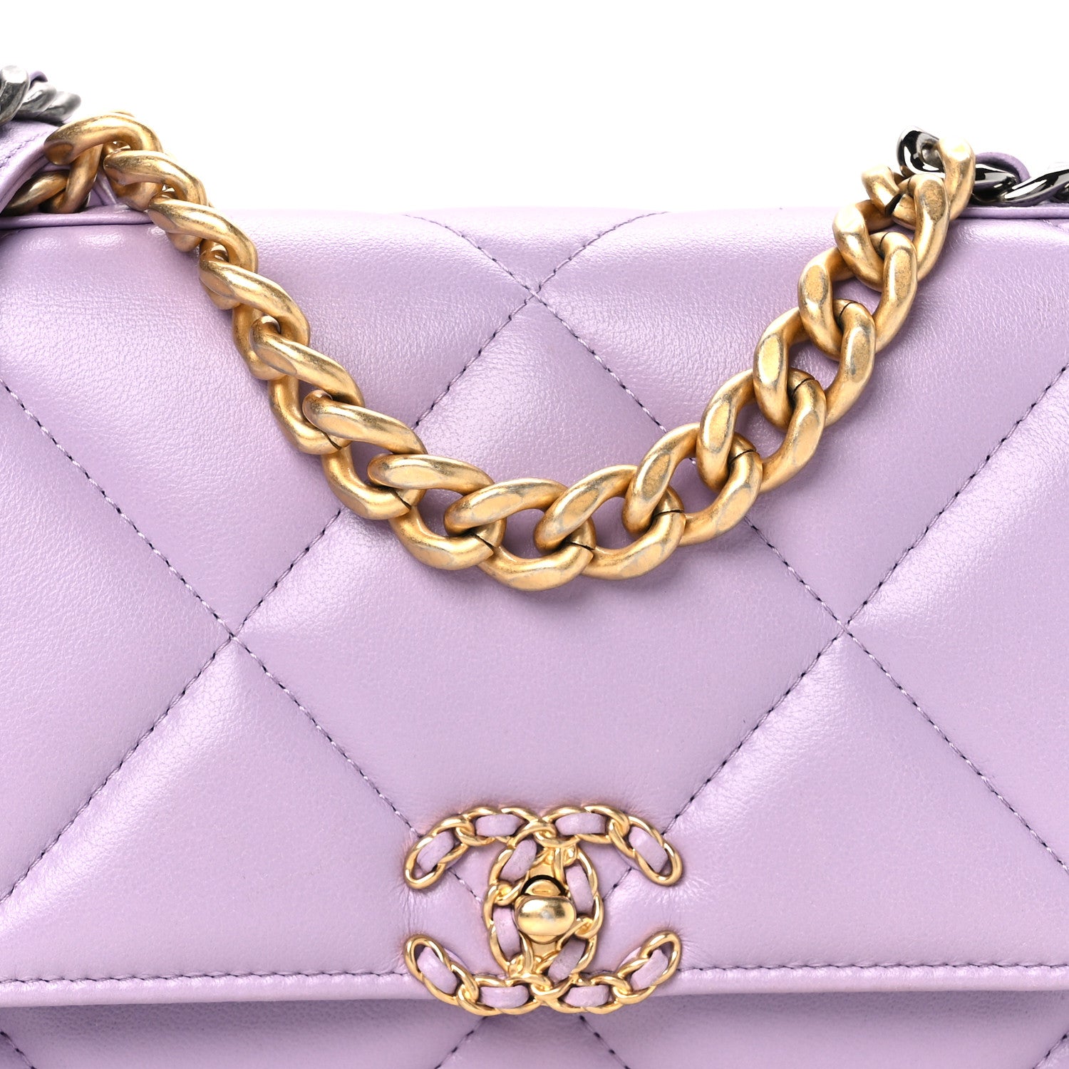 Chanel Lambskin Quilted Chanel 19 Wallet On Chain WOC Light Purple 9 of 11