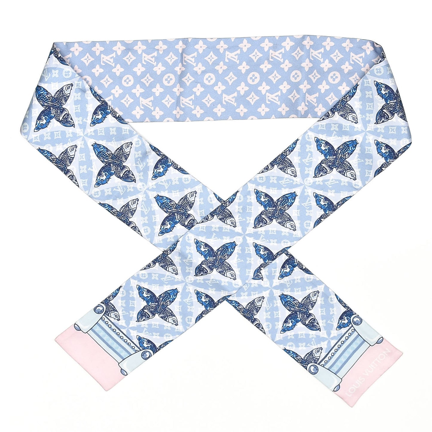 Silk Monogram Koi Fish Animalle Bandeau Blue