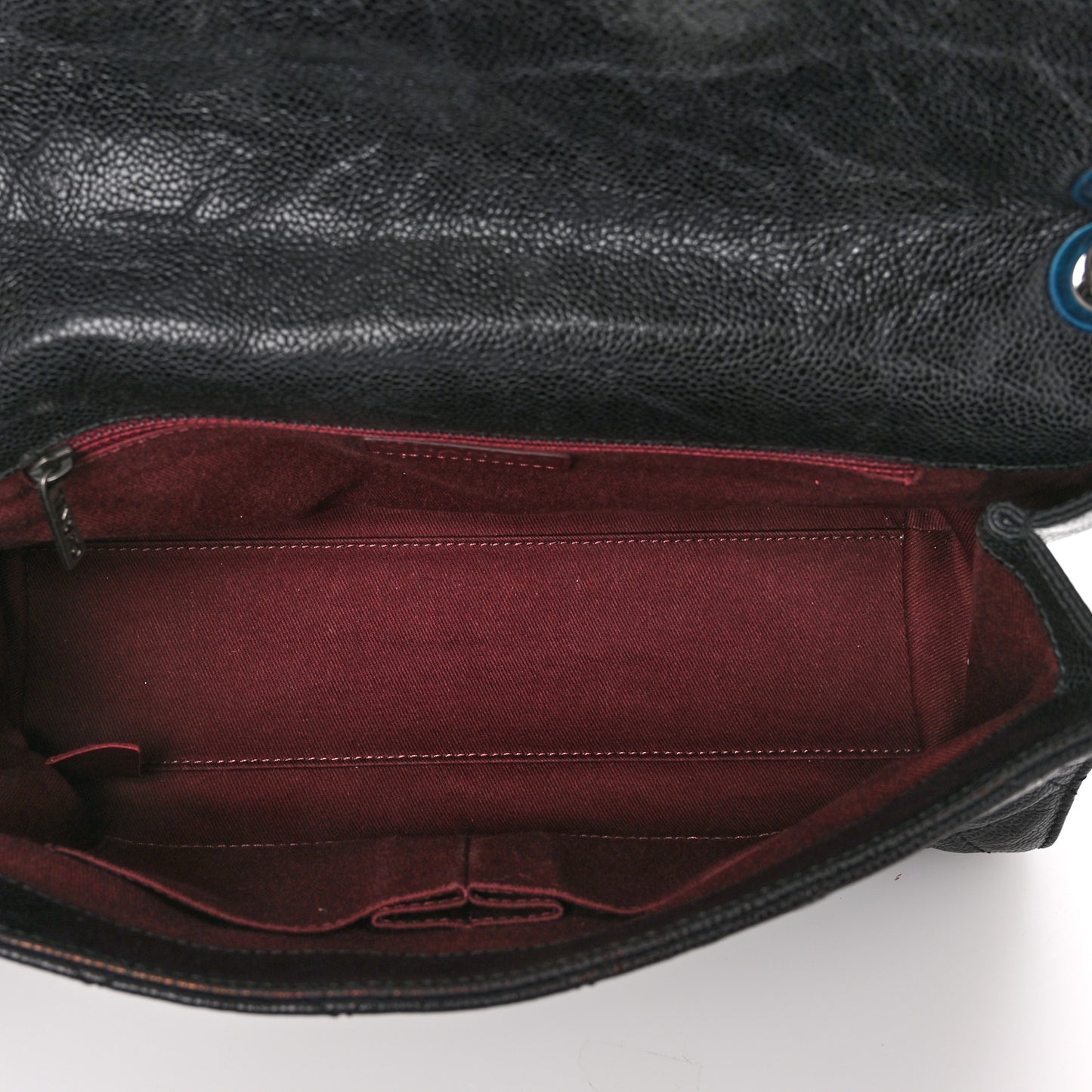 Crumpled Grained Calfskin Jumbo CC Crave Flap Black